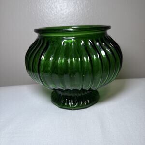 Vintage E O Brody Cleveland Ohio USA Emerald Green Glass Vase Planter 5" H G-105